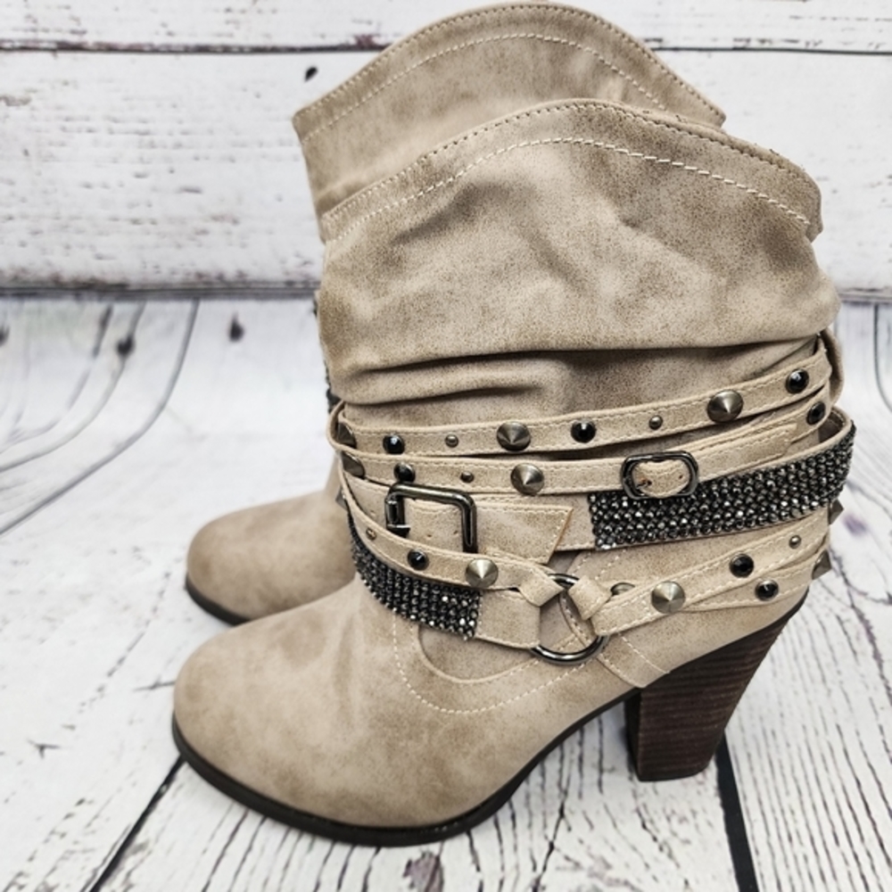 Dominique Nicole Charleston Slouch Strappy Studded Booties - Picture 5 of 12